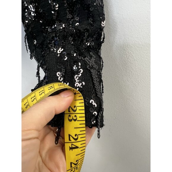 Zara Womens Sequin Jacket Blazer XS Black Fringed Textured New - Picture 11 of 14